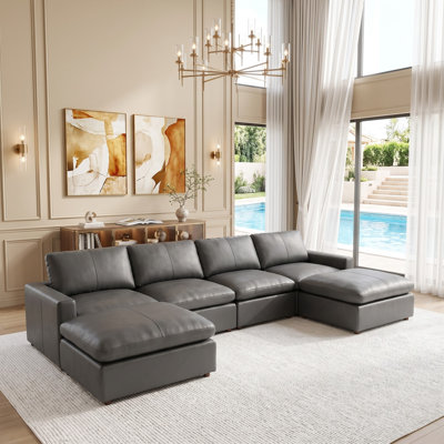 Rycharles Top-Grain Leather Large Seating Modular Sectional