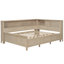 Lit de jour pleine grandeur en bois avec tablettes de rangement et 3 tiroirs, lait blanc antique-118022179