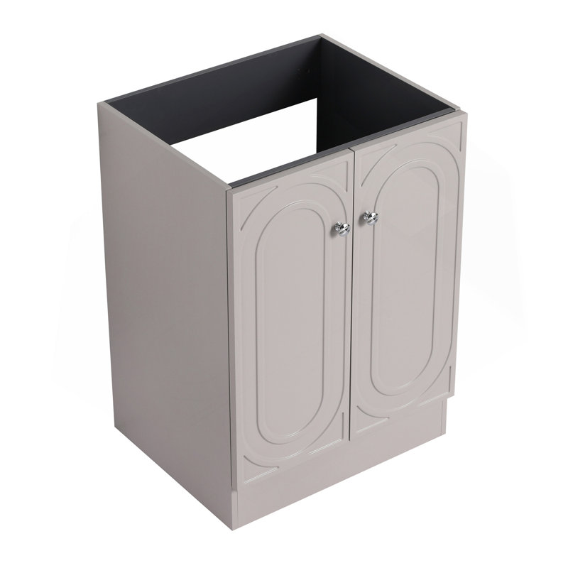 Meuble-lavabo autoportant 24 po et 2 portes d'armoire à fermeture en douceur (emballage KD) - sans le lavabo, Kaki