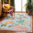 Oriental Animal Print with Tropical Botanical Floral Machine Washable Area Rug-1348866755-1348866754