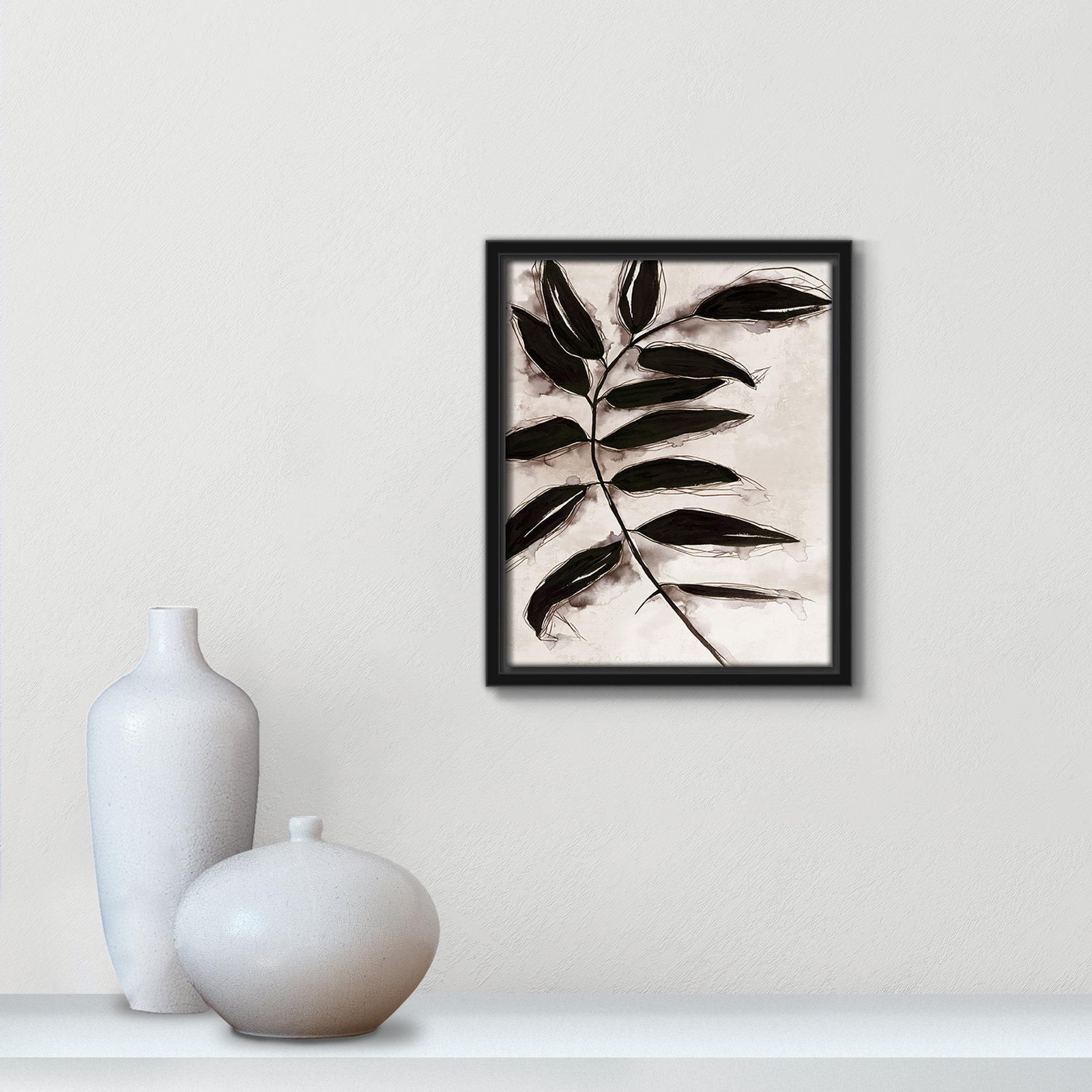 Leaves "Leaves II" Print, 11.5" H x 9.5" W x 2" D, Black Framed
