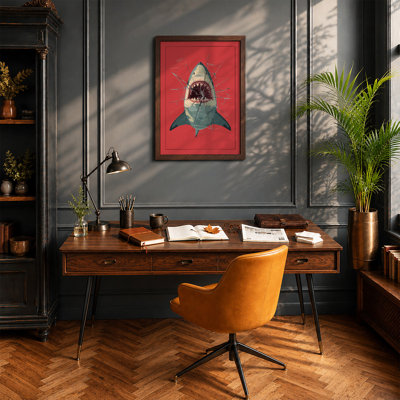 Shark Confrontation Modern - Framed Print