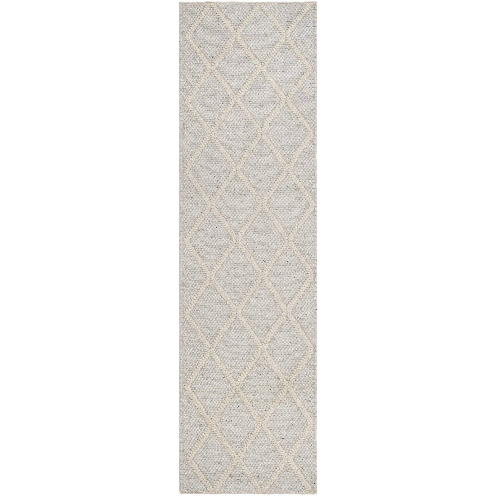 Russo Geometric Flatweave Silver/Ivory Area Rug, Runner 2'3" x 22'