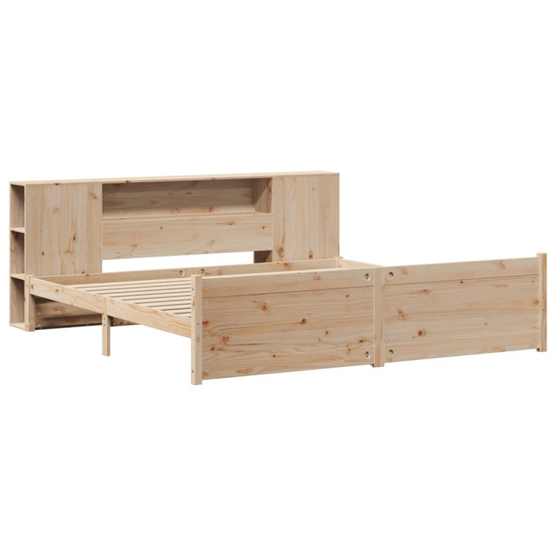 Bookcase Bed Without Mattress Solid Wood Pine, Super King (6')
