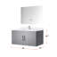 36 po L x P 22 po. Meuble-lavabo gris foncé, comptoir en quartz blanc, robinet, miroir à DEL - résistance aux taches et fabrication durable