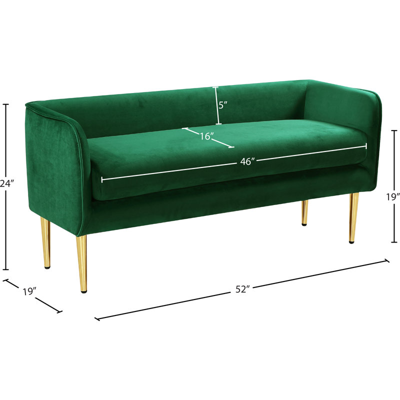 Audrey Manuel Upholstered Bench, Green Velvet