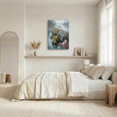 «Green Ferns and Mossy Rocks» par River with Feather, art mural sur toile