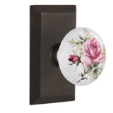 Studio Plate with White Rose Porcelain Door Knob