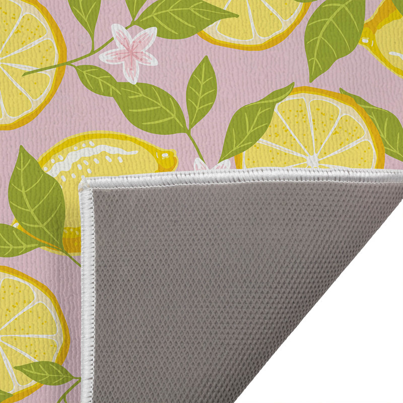 Lemons Outdoor Doormat, 17" W x 24" L, Pink