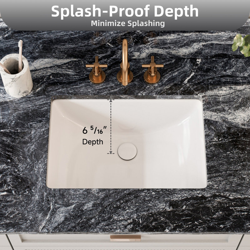 Lavabo de salle de bain encastrable avec trop-plein en céramique blanche 21 "x 15" Los Flexi