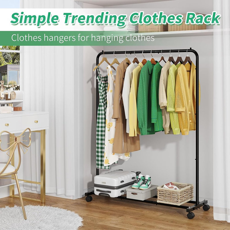 Clothing Garment Rack With Storage Shelves