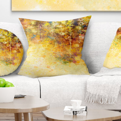 Fleurs blanches et feuilles de couleur douce - coussin à imprimé floral