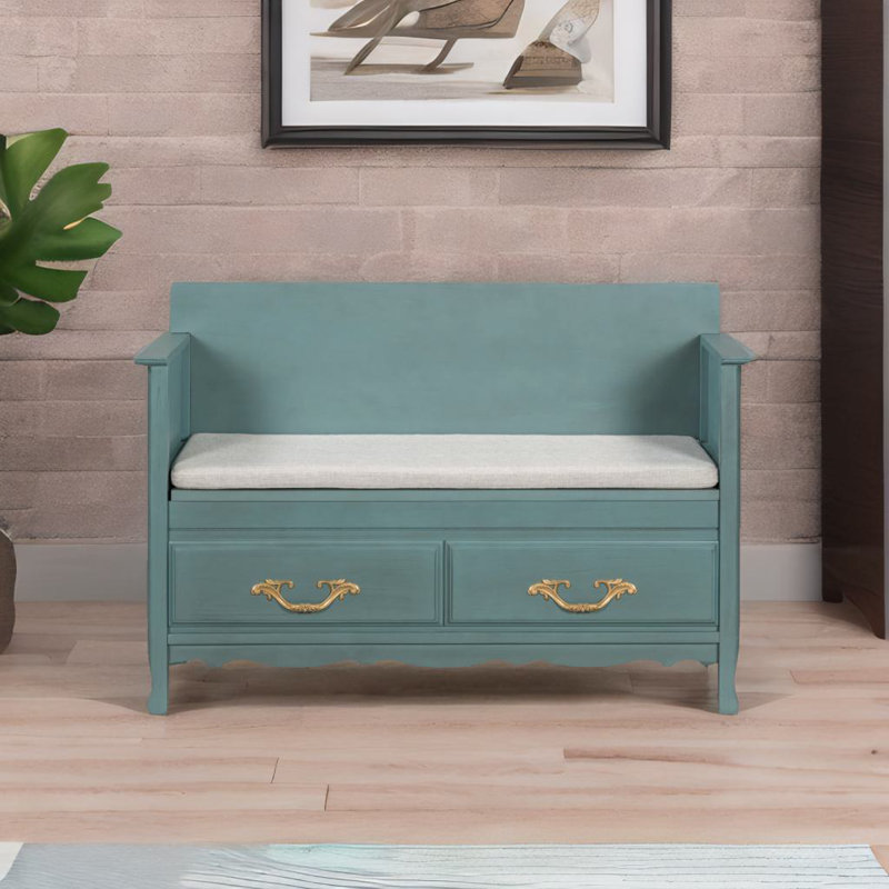 Banc à chaussures avec coussin amovible, Turquoise antique