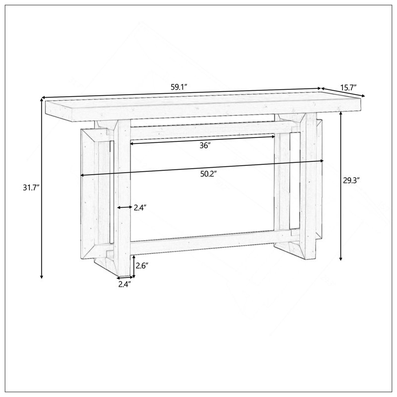 59.1'' Painted Entryway Table With Pine Veneer,Unique Triple Rectangle Design Console Table With Thick Pine Wood Legs,Extra Long Sofa Table Versatile For Hallway, Living Room,Kitchen