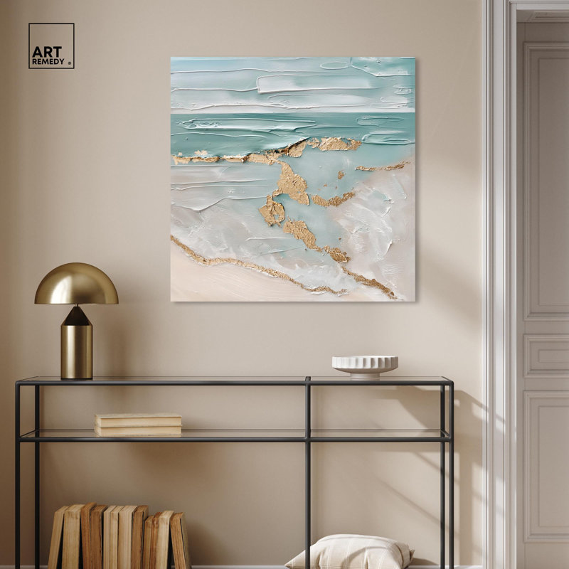 Abstrait maritime maritime sur toile par Art Remedy, Toile tendue, H 30 po x l 30 po x P 1,5 po