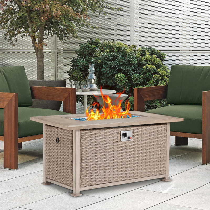 Table de foyer d'extérieur au gaz propane, Beige, H 24,8 po x l 50,1 po x P 30,5 po