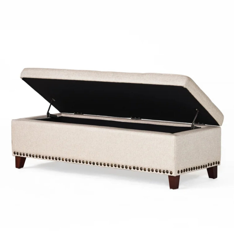 Repose-pieds rembourré avec rangement Tyerell, Beige