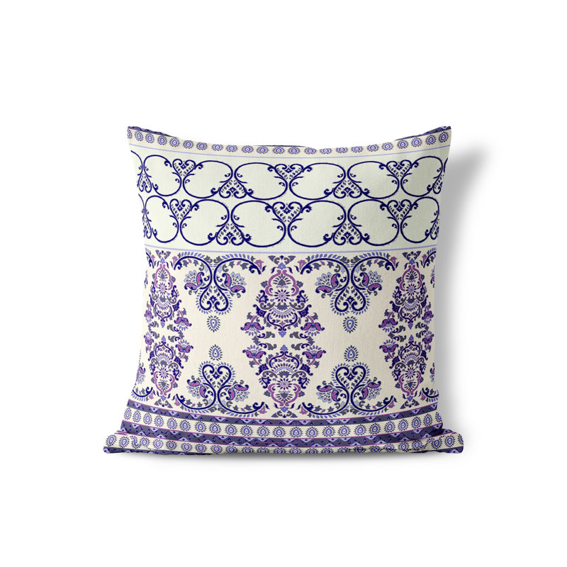 Housse et insert de coussin décoratif intérieur / extérieur en polyester / mélange de polyester, 20 po x 20 po, Blanc / Mauve