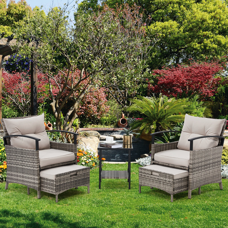 Rashaan 2 - Person Patio Conversation Set with Cushions, Light Gray