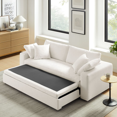 Commix Down Filled Overstuffed Sleeper Sofa In Pure White