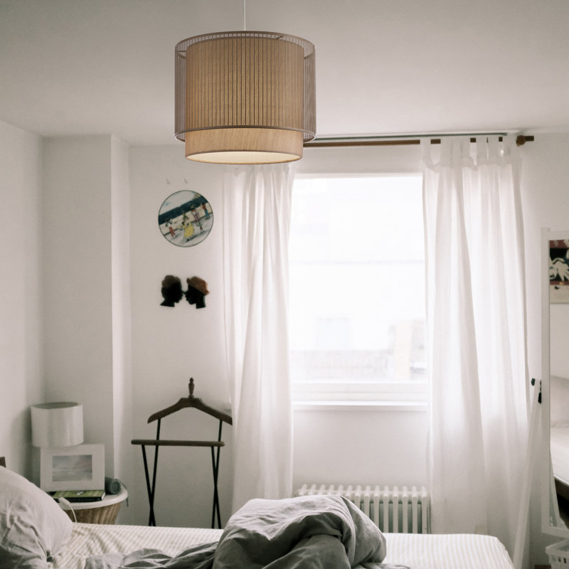 23cm H Metal Drum Pendant Shade ( Screw On ) in Taupe