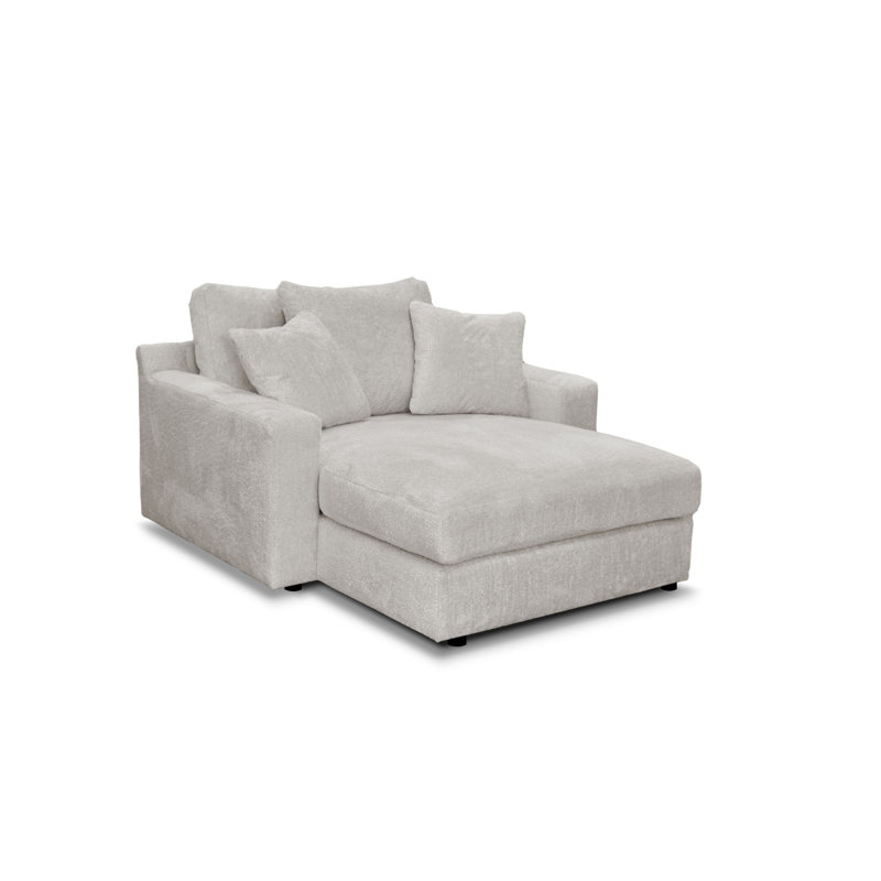 Caegan Upholstered Chaise Lounge, Dove Boucle