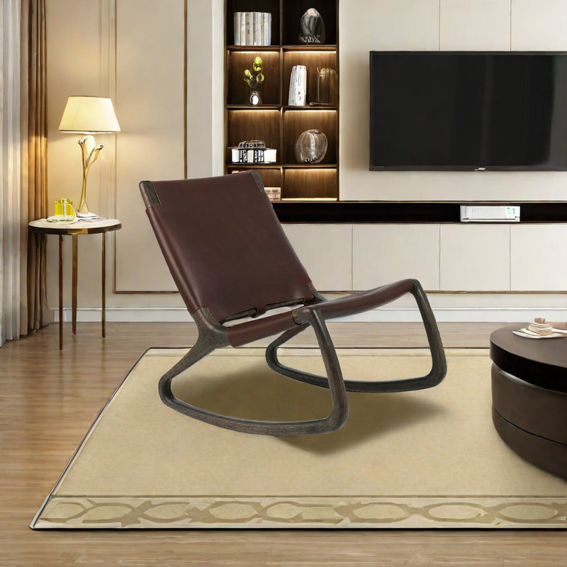 Chaise berçante moderne simple, Brun, Noir