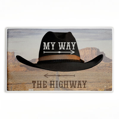 My Way Highway Cowboy Printed Plush Bath Mat and Bath Rug, design by Marcus Prime, 18"x30"