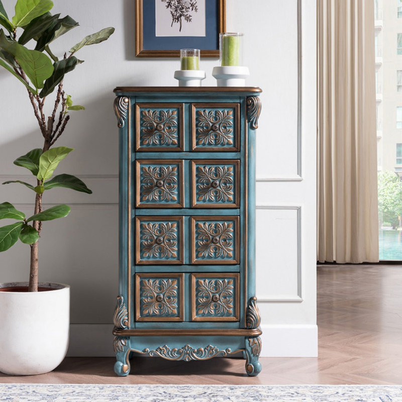 Commode d'appoint vintage grande capacité, H 42,5 po x l 22,7 po x P 15,7 po, Bleu