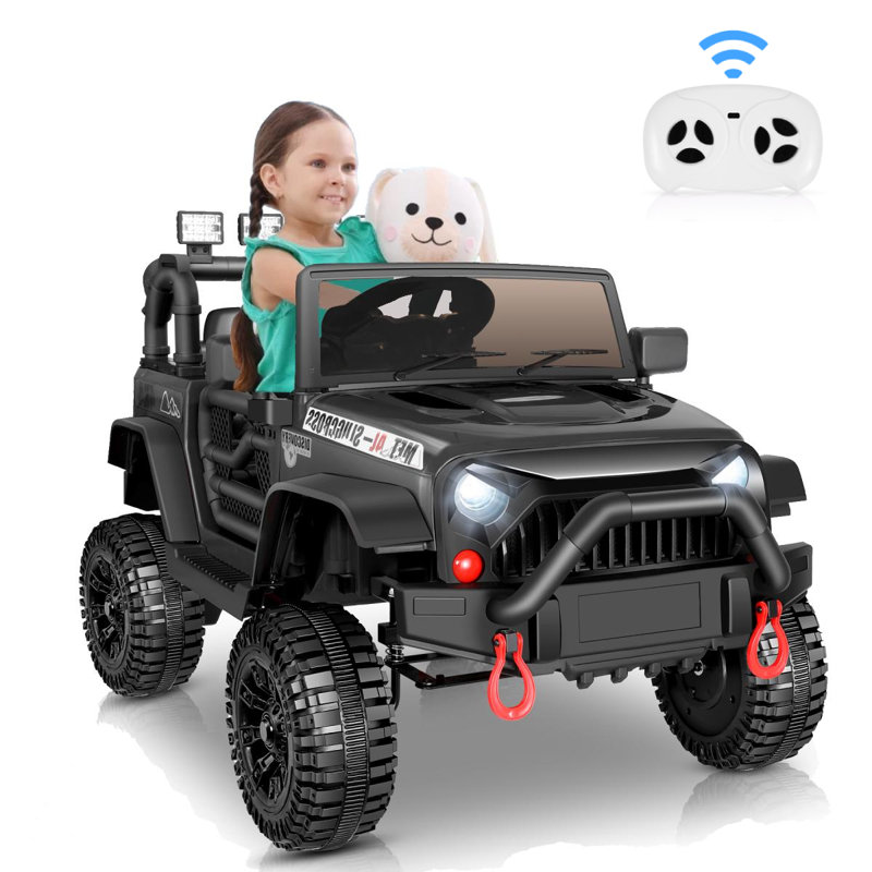 24 Volt Ride On Toys With Remote Control，Electric Ride on Truck Car for Kids ，Bluetooth Music, LED Lights，Spring Suspension，3 Speed