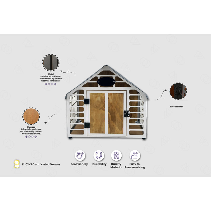 Crissman Portable Dog House, Grey/White, 57cm H x 69cm W x 55cm D