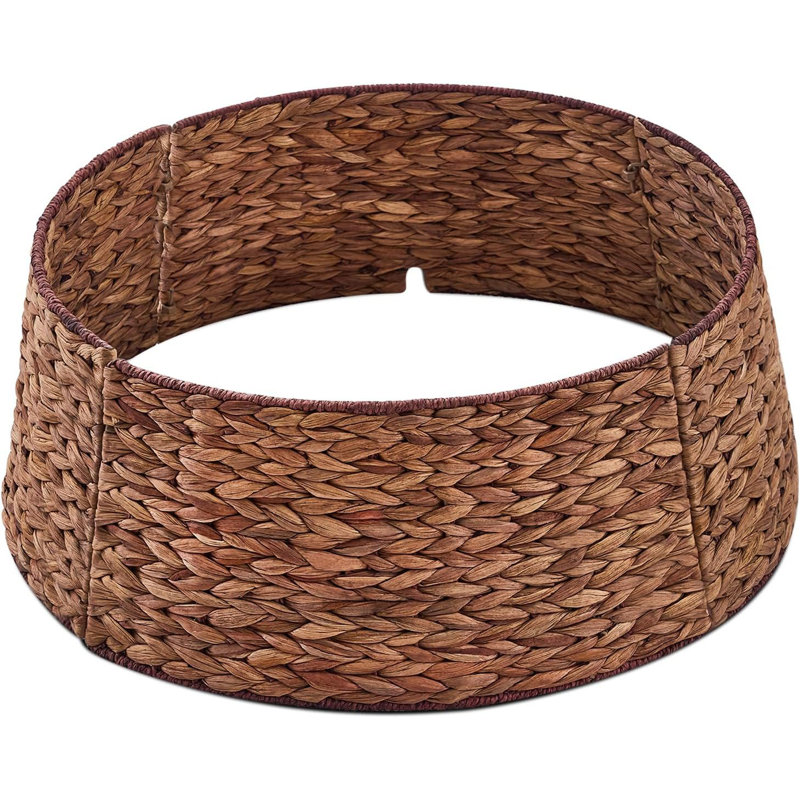 Collier d'arbre de Noël, jupe d'arbre tissée des Fêtes, H 10 po x l 28 po, Brun