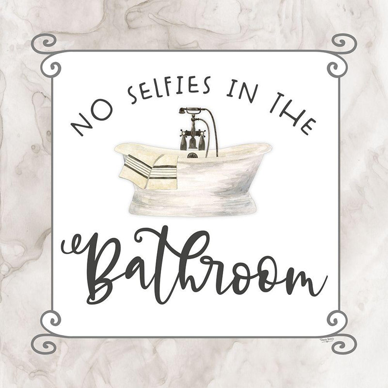 Toile tendue avec toile Trinx Reed, Tara Gallery, Bath Humor No Selfies, H 36 po x l 36 po