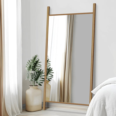 Miroir pleine grandeur 71 po x 31 po rectangulaire en bois massif pour salon, chambre à coucher, suspendu ou appuyé contre le mur