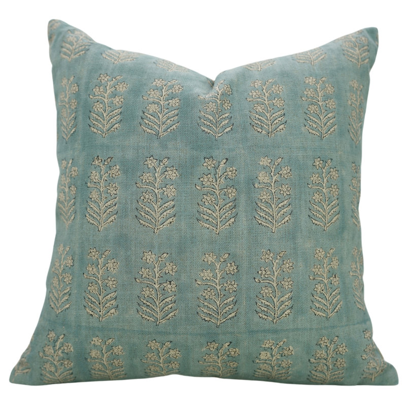 Housse de coussin en velours de lin Fab Divine, taille bohème décorative (Inderdhanush, bleu) - 20 x 20 pouces, Carré