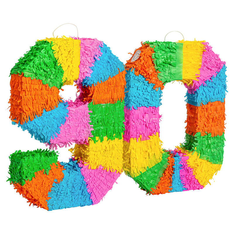 Fax Potato - Pinata Set with Stick & Blindfold - 90th Birthday / Anniversary - Rainbow