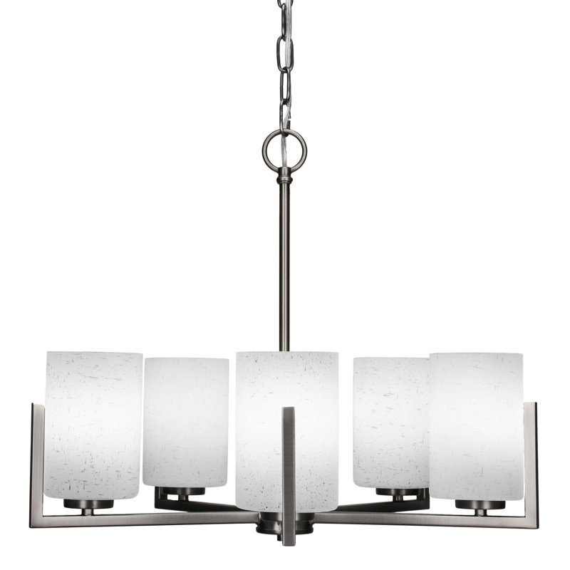 Lustre 5 lumières Atlas, Graphite, Mousseline blanche
