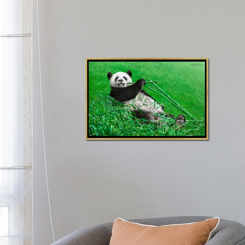 « Funny Panda » par Ben Heine-reproduction de photo, Pas de tapis, H 18 po x l 26 po x P 1,5 po, Toile encadrée d'or