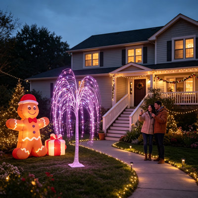 Saule pleureur lumineux de 1,80 m, idéal pour Noël, l'Halloween, les mariages, les vérandas, les restaurants et les présentations commerciales.