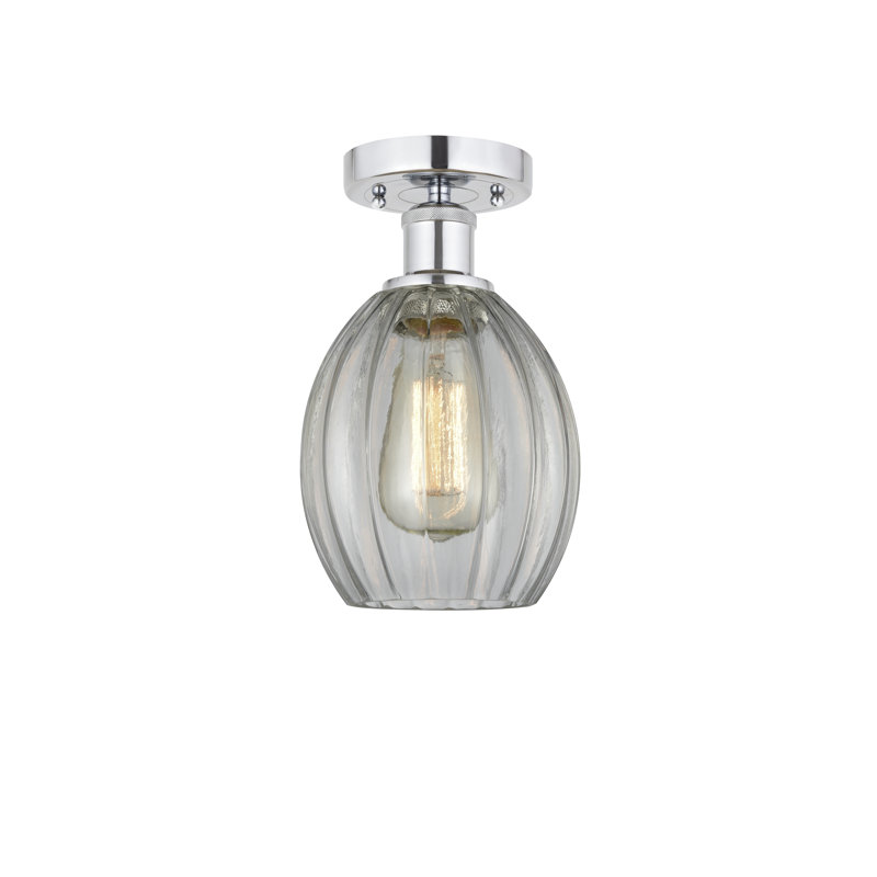 Plafonnier semi-encastré en verre Bolduc, Transparent, Chrome poli, H 10,75 po x l 6 po x P 6 po
