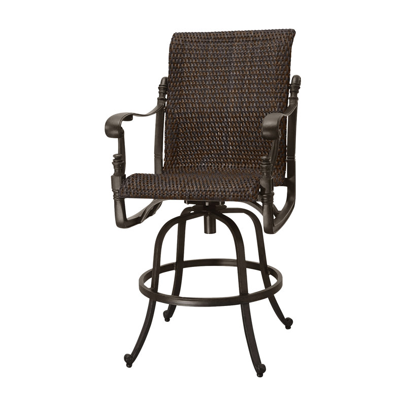 Florence Woven Swivel Bar Stool, Chestnut, Desert Bronze