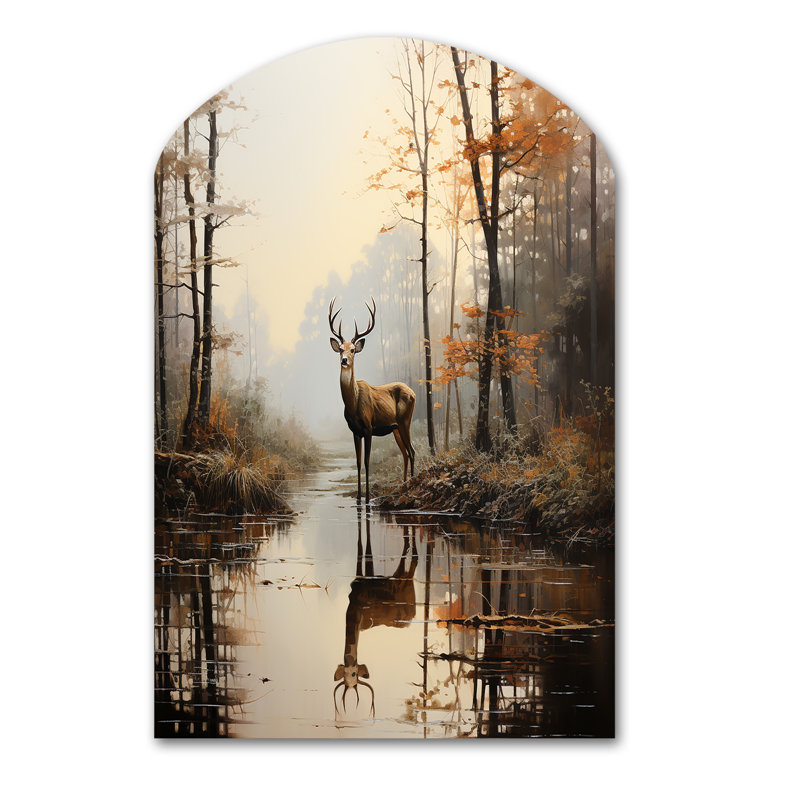 Gregorey - Art mural cerf asymétrique, sculpture murale en arche, H 43 po x l 33 po