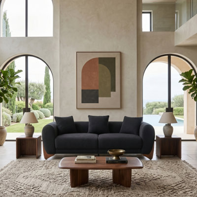 Modern Boucle Sofa With 3 Pillows