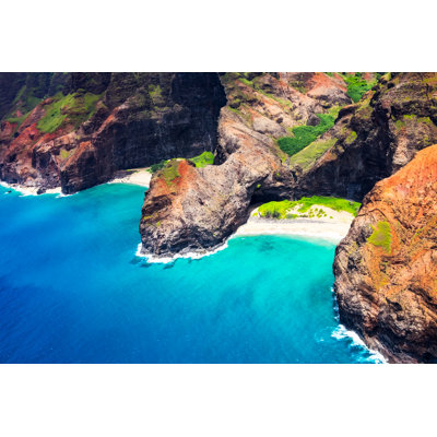 Honopu Arch At Na Pali Coastline - Wrapped Canvas Print