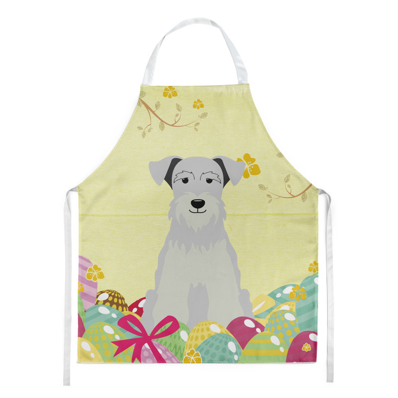 Tablier œufs de pâques, Jaune / gris / noir, Schnauzer miniature