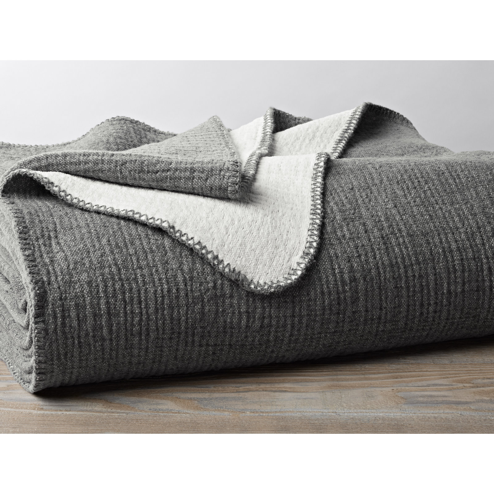 Cozy Cotton Hand Woven Throw Blanket, Charcoal, Twin