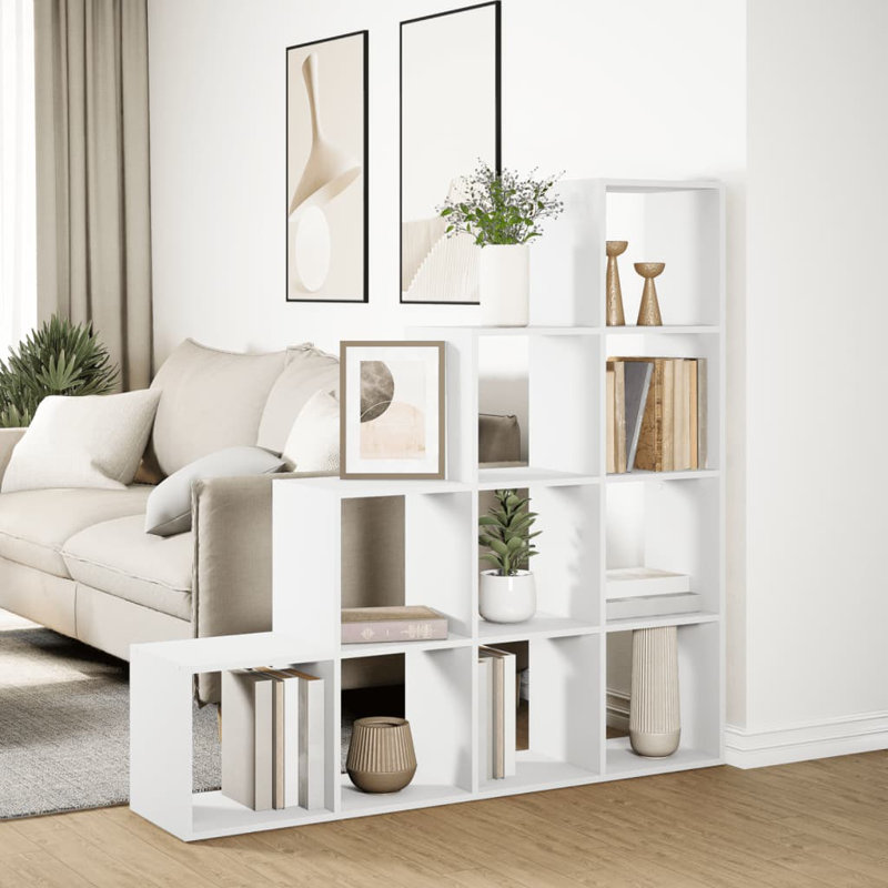 Saphronia Bookcase, (4 Shelves) 131.5cm H x 131.5cm W x 29cm D, White