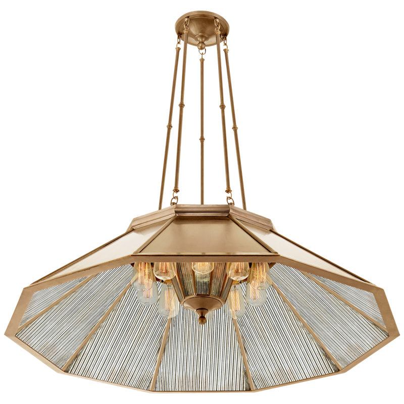 Rivington 10 - Light Chandelier, Antique Ribbed Mirror, Polished Nickel