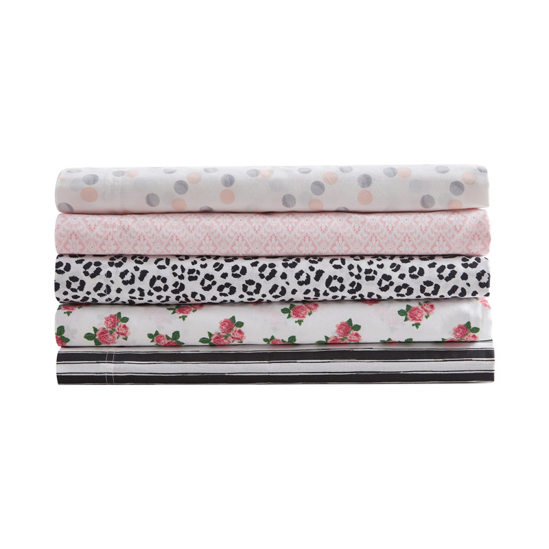 Twin White and Black Striped Cotton Percale Sheet Set