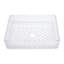 Vasque rectangulaire en verre trempé blanc, texture diamant, bonde clic-clac, bords arrondis, idéal pour les espaces de détente.